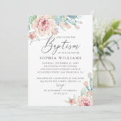 花の豊かな多肉植物の水彩画 | 優雅な洗礼 招待状 (スタンド正面)