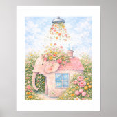 花の象の家の芸術的な印刷物 ポスター (正面)