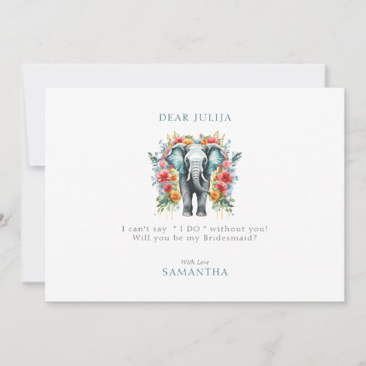 花の象の湾青　あなたは私のブライズメイドになってくれる？ 招待状 (正面)