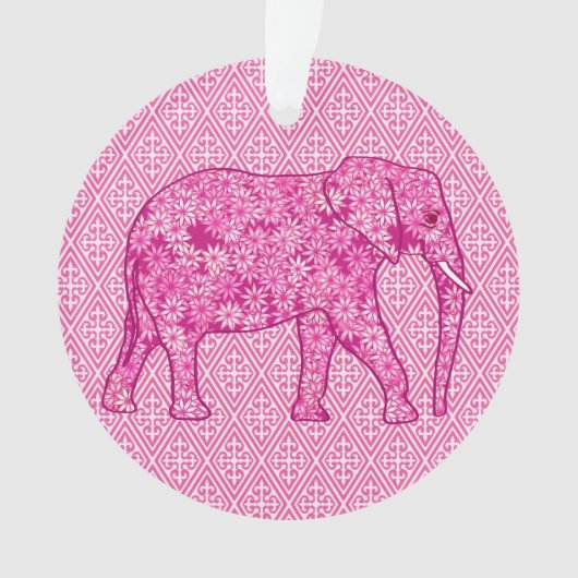 花の象 - フューシャピンク オーナメント (正面)