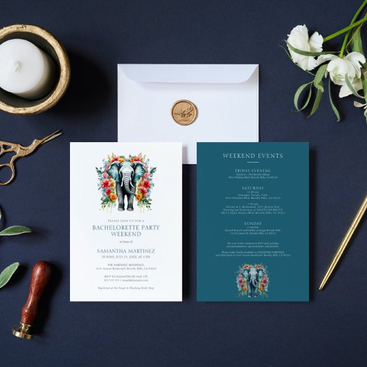 花の象 青 バチェロレッテパーティー 週末 招待状