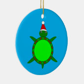 花の貝殻が飾られたかわいいクリスマスカメ セラミックオーナメント (右)