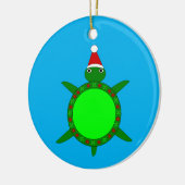 花の貝殻が飾られたかわいいクリスマスカメ セラミックオーナメント (左)