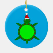 花の貝殻が飾られたかわいいクリスマスカメ セラミックオーナメント (裏面)