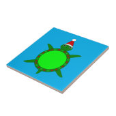 花の貝殻が飾られたかわいいクリスマスカメ タイル (側面)