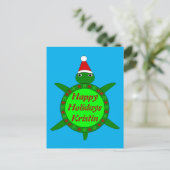 花の貝殻が飾られたかわいいクリスマスカメ ポストカード (スタンド正面)