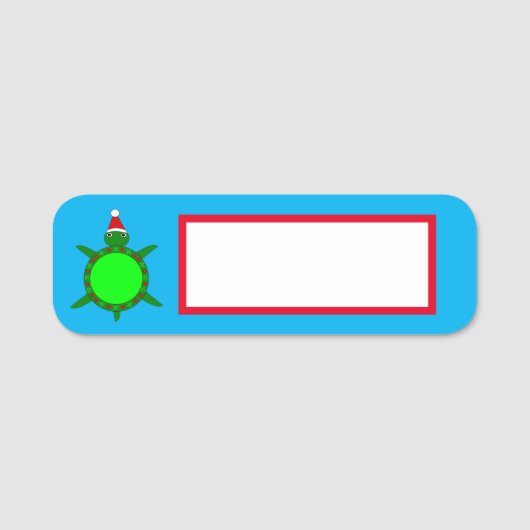 花の貝殻が飾られたかわいいクリスマスカメ 名札 (正面)