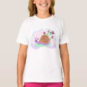 花の貝殻を持つ紫色のカタツムリ Tシャツ (正面)