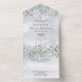 花の賢いライラックのモノグラム冬の結婚式 オールインワン招待状 (内側)