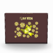 花の贈り物の特別な日と愛の鳥、誕生日 フォトブロック (正面)