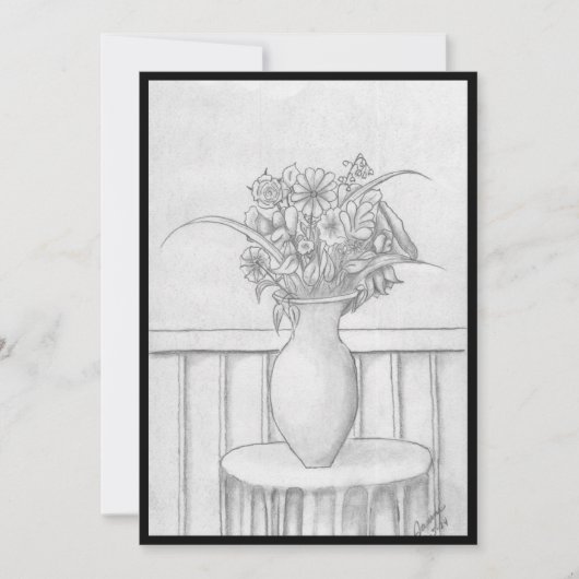 花の贈り物 – 黒 招待状 (正面)