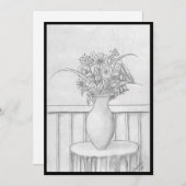 花の贈り物 – 黒 招待状 (正面/裏面)