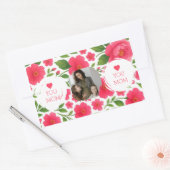 花の赤いカスタムフォトステッカー - ママが好き 長方形シール (封筒)