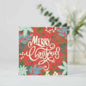 花の赤いクリスマスの写真 ホリデーカード (スタンド正面)