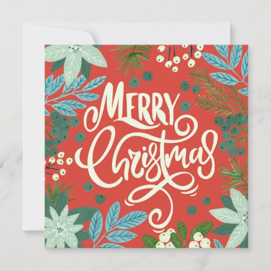花の赤いクリスマスの写真 ホリデーカード (正面)