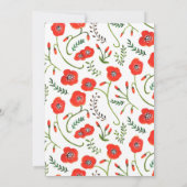 花の赤いケシのモダンな結婚式 招待状 (裏面)