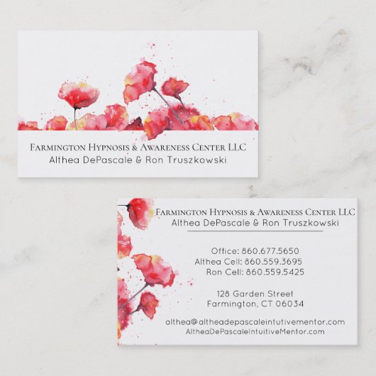 **花の赤いケシの花 名刺 (正面/裏面)