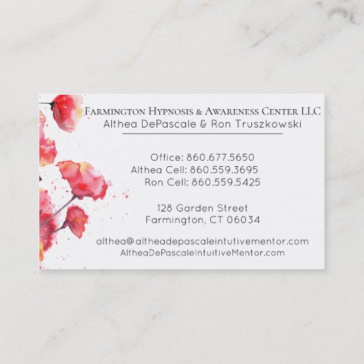 **花の赤いケシの花 名刺 (裏面)