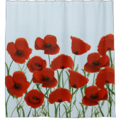花の赤いケシ シャワーカーテン (正面)