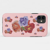 花の赤いバラおよびばら色の芽の花柄の芸術 Case-Mate iPhoneケース (裏面(横))