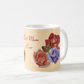 花の赤いバラとバラの芽のフローラ コーヒーマグカップ (正面右)