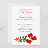 花の赤いバラの花の結婚式の招待状 招待状 (正面)