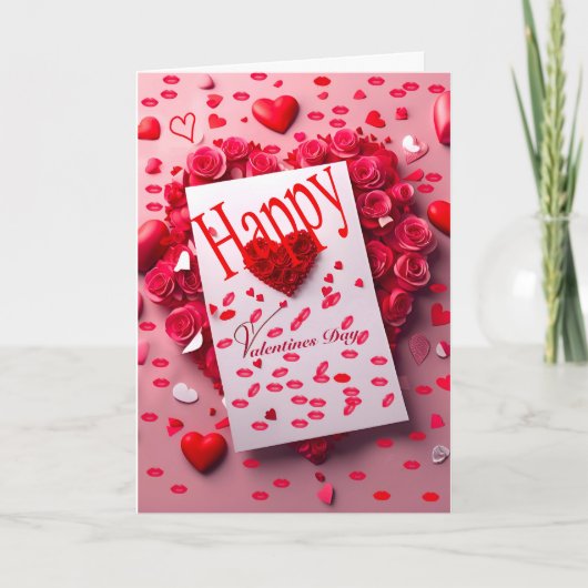 花の赤いバレンタインデーのI Love Youカード カード (正面)