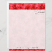 花の赤い庭ユリの植物のカスタムな住所 レターヘッド (正面/裏面)