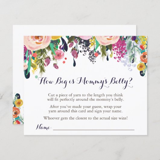 花の赤ちゃんシャワーどのように大きいママの腹のゲーム (正面/裏面)