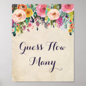 花の赤ちゃんシャワー推測ゲームの記号の数 ポスター (正面)