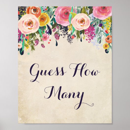 花の赤ちゃんシャワー推測ゲームの記号の数 ポスター (正面)