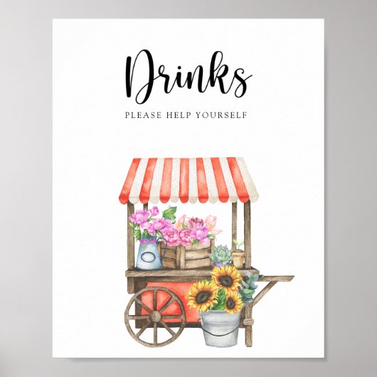 花の赤ちゃんシャワー – 自分で飲救済み物 ポスター (正面)