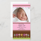 花の赤ちゃん女の子PHOTO誕生発表 案内状 (正面/裏面)