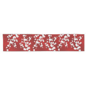 花の赤と白の桜の花 ショートテーブルランナー (横)