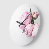花の赤面のピンクのシャクヤク ラージ壁時計 (傾斜)