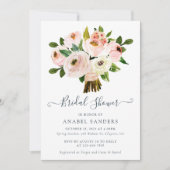 花の赤面の水彩画のシャクヤクのブライダルシャワー 招待状 (正面)