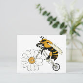 花の車輪が付いている蜂の乗馬のバイク ポストカード (スタンド正面)