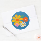 花の軌跡60s 70sフローラブルーカード ラウンドシール (封筒)