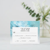 *~* 花の輝き 青と紫の水彩 ウェディング 出欠カード (スタンド正面)