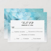 *~* 花の輝き 青と紫の水彩 ウェディング 出欠カード (正面/裏面)