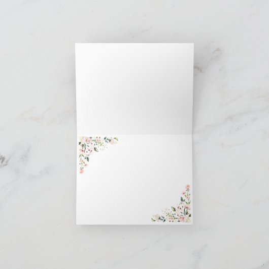 花の輪のウェディングパーティー用モノグラム文字I サンキューカード (内部)