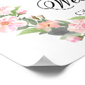 花の輪のウェディングポスターサイン おふたりの結婚式へようこそ ポスター (角)