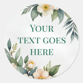 花の輪のテキスト イラスト 水彩ステッカー ラウンドシール