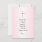 花の輪のピンクの初めての聖体拝領 女の子 招待状 (裏面)