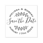 花の輪のモダンな結婚式のSave the Date セルフインキングスタンプ (デザイン)