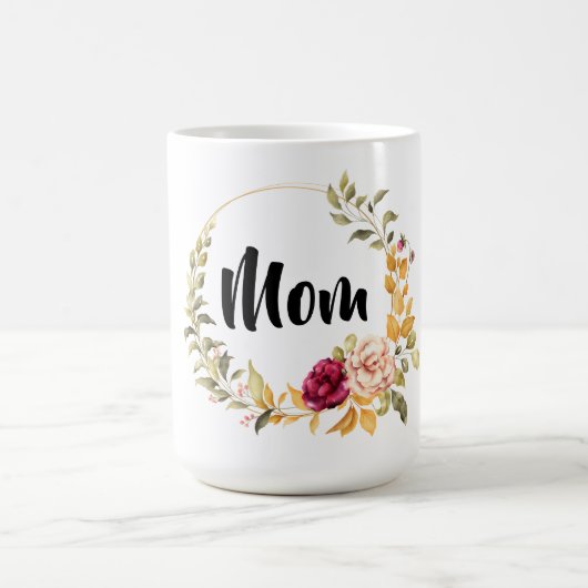 花の輪のモノグラム コーヒーマグカップ (中央)
