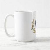 花の輪のモノグラム コーヒーマグカップ (左)