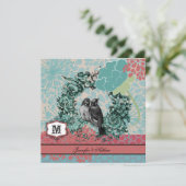 花の輪のラブバーズ ウェディング招待状 招待状 (スタンド正面)