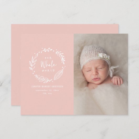 花の輪の写真 出生発表 ポストカード (正面/裏面)