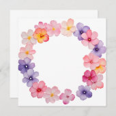 花の輪の背景 水彩画風の花 招待状 (正面/裏面)